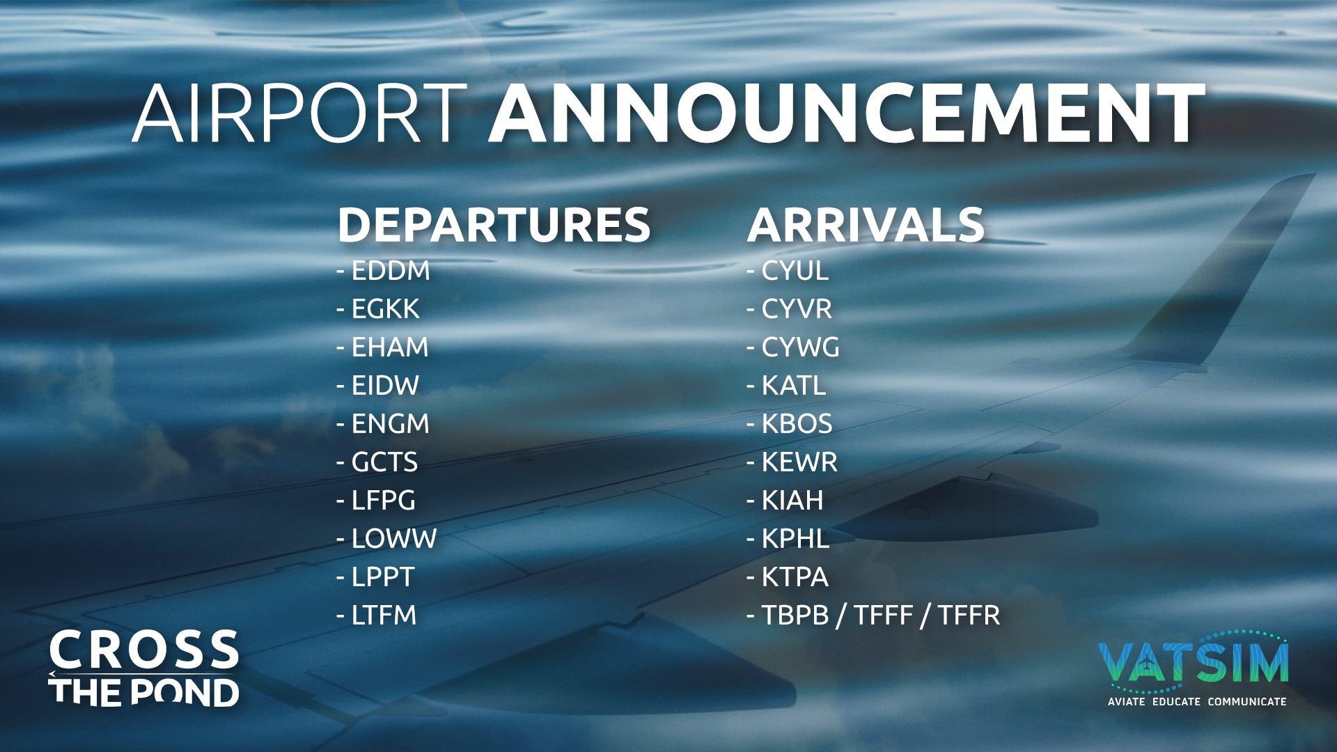 VATSIM Cross The Pond 2022 Airports revealed For the big event of