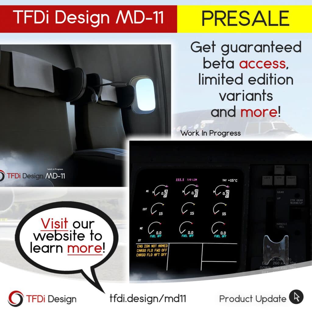 TFDi Design MD11 for P3D MSFS PreSale Today simFlight